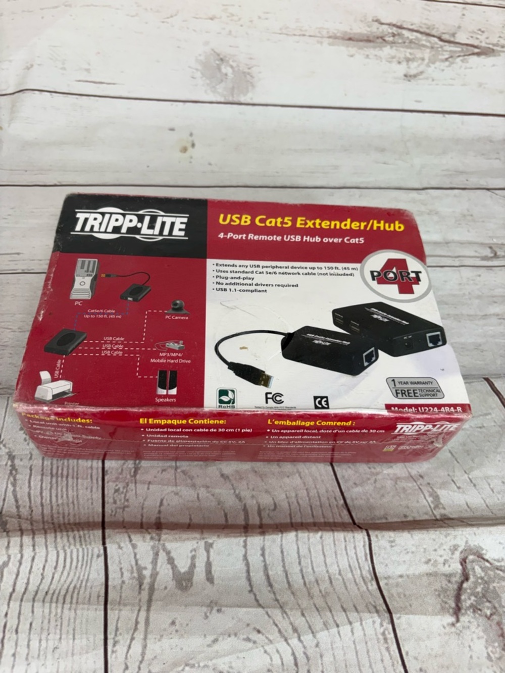 TRIPP-LITE USB Cat5 Extender/Hub 4-Port Remote USB Hub Over Model:U224-4R4-R